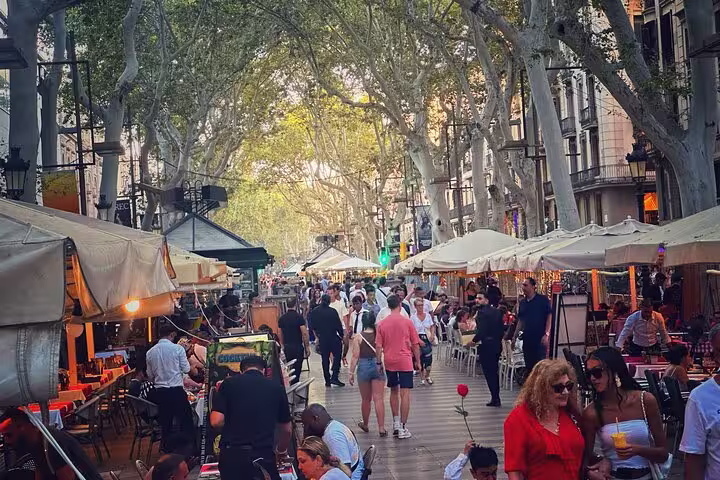 Busy street market with cafes and people during Old Town walking tour with optional zoo and aquarium tickets.