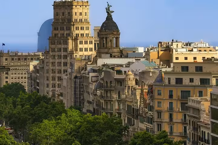 Stunning skyline view of Barcelona's historic architecture and vibrant streets on a private full day car tour.