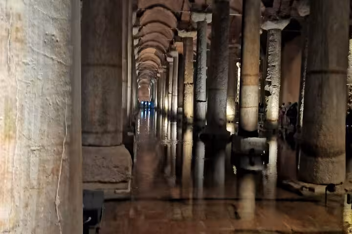 Basilica Cistern Istanbul interior with ancient columns and reflections on a private guided tour