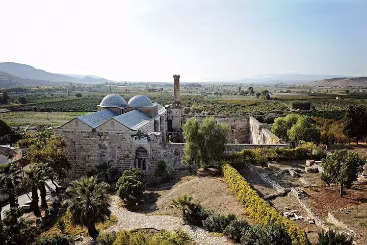 Aerial view of Basilica of St John near Ephesus on Ephesus and Pamukkale tour from Istanbul, Turkey