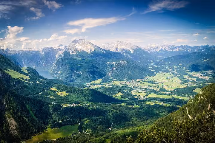 Panoramic Bavarian Alps view near Eagles Nest, scenic stop on private day tour from Salzburg to Werfen Castle