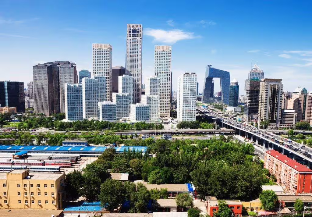 Stunning Beijing skyline featuring modern skyscrapers and iconic architecture, perfect for a cultural city break tour.