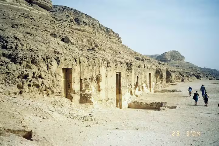 Rock-cut tomb entrances at Beni Hasan in El Minya, visited on a Cairo to El Minya day tour by private car