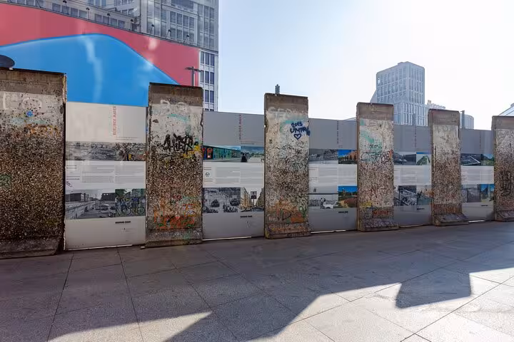 Original Berlin Wall segments with historical information panels at Potsdamer Platz, Berlin