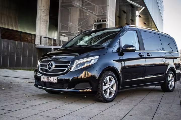Black Mercedes-Benz V-Class luxury van for private transfer service