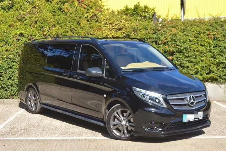 Sleek black Mercedes Vito luxury minivan ideal for private departure transfer from Malaga to AGP Airport
