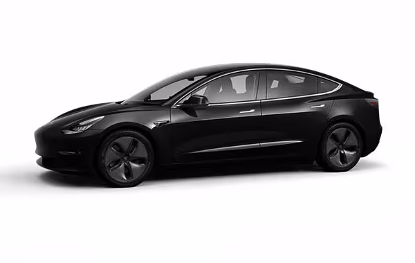 Black Tesla Model 3 sedan for private airport transfer on French Riviera