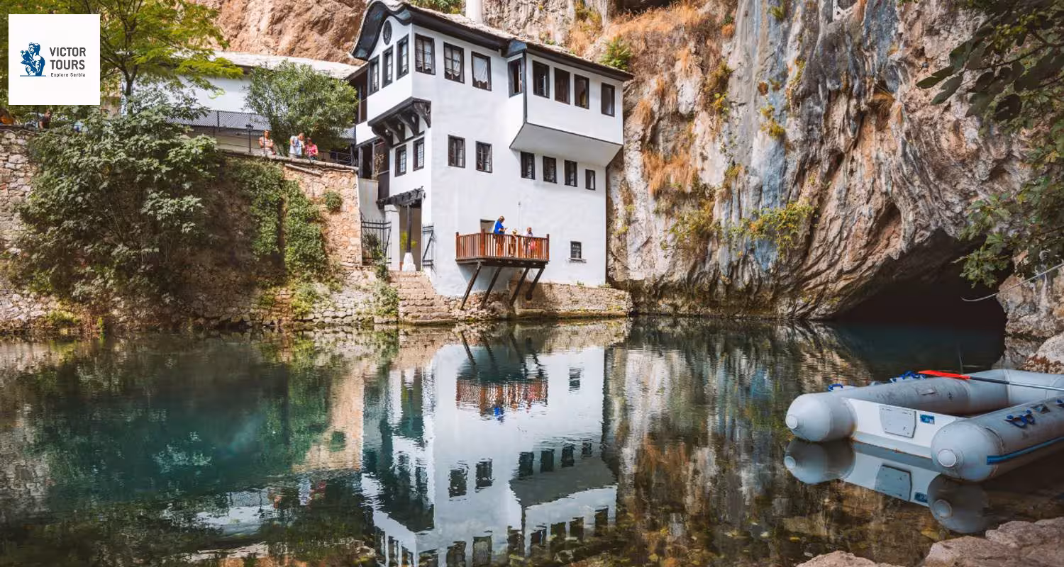 Discover the serene beauty of Blagaj Tekija by the Buna River in Bosnia and Herzegovina, a must-see on Balkan tours.