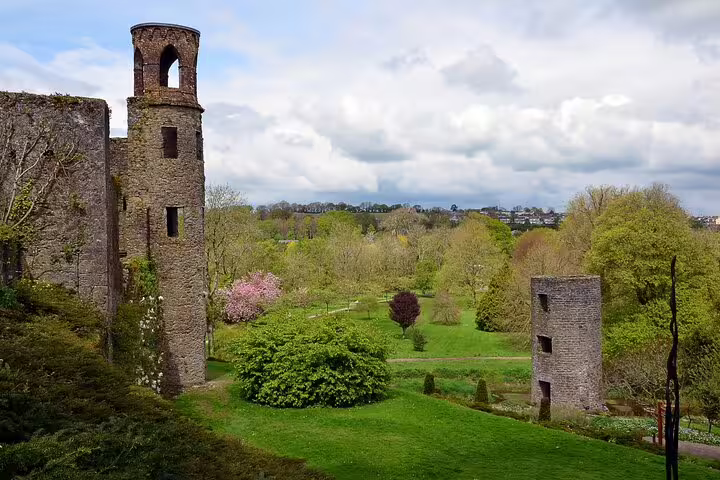 Blarney Castle grounds with medieval tower and lush gardens, must-see on Dublin to Cork day trip