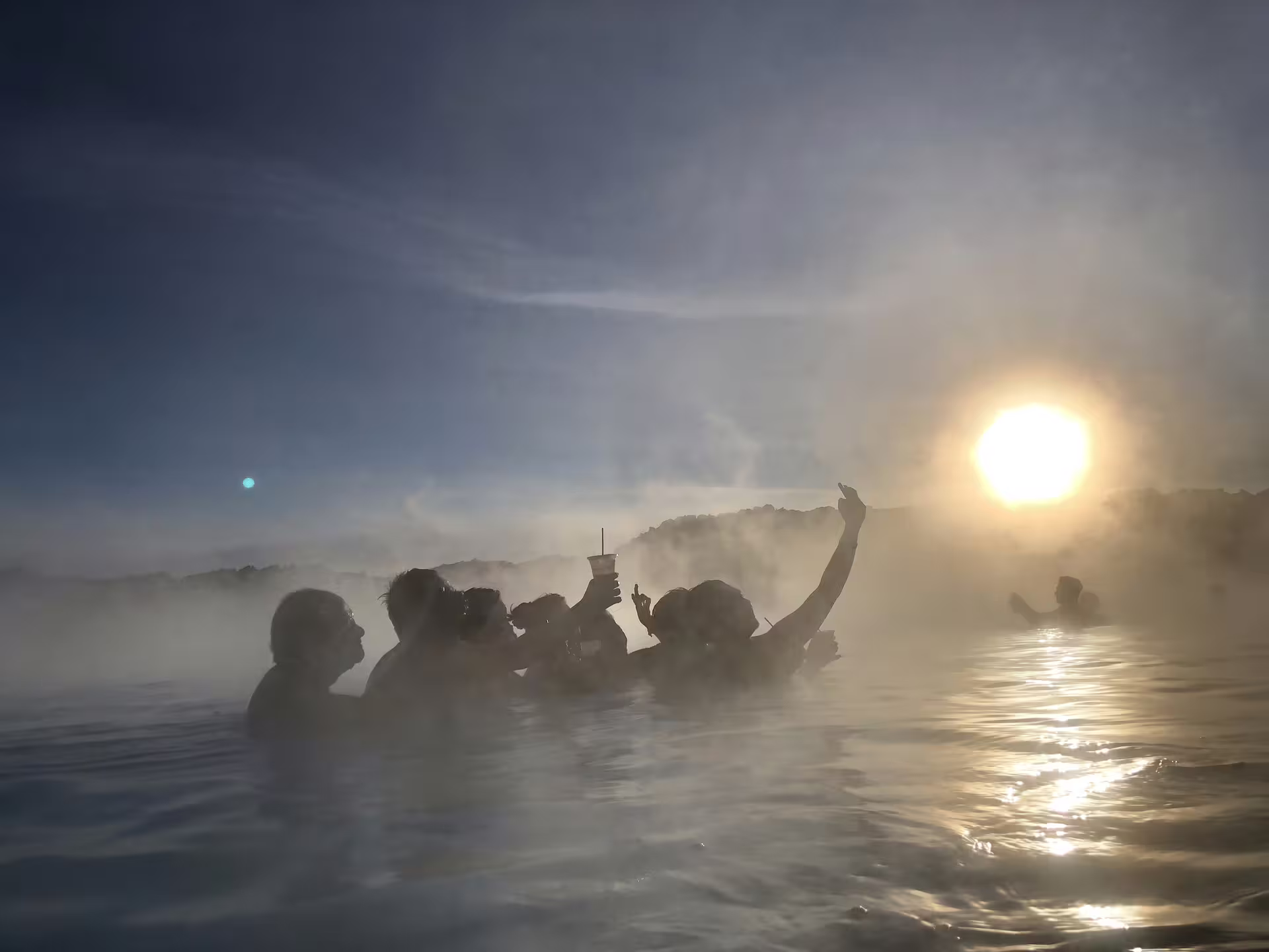 Enjoying sunset in the Turkish blue warm waters of the Blue Lagoon