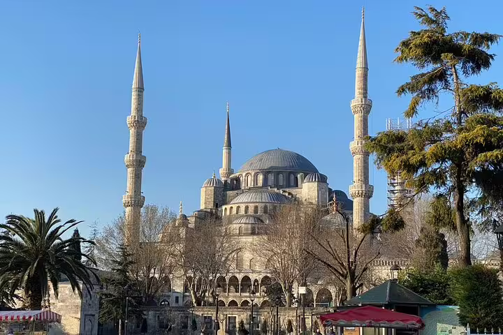 Blue Mosque (Sultanahmet) with minarets on Istanbul shore excursion from cruise port, private mini group