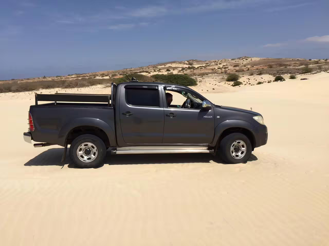 4x4 vehicle on Boa Vista Island's sandy terrain, ideal for exploring Santa Monica Beach and nearby caves.