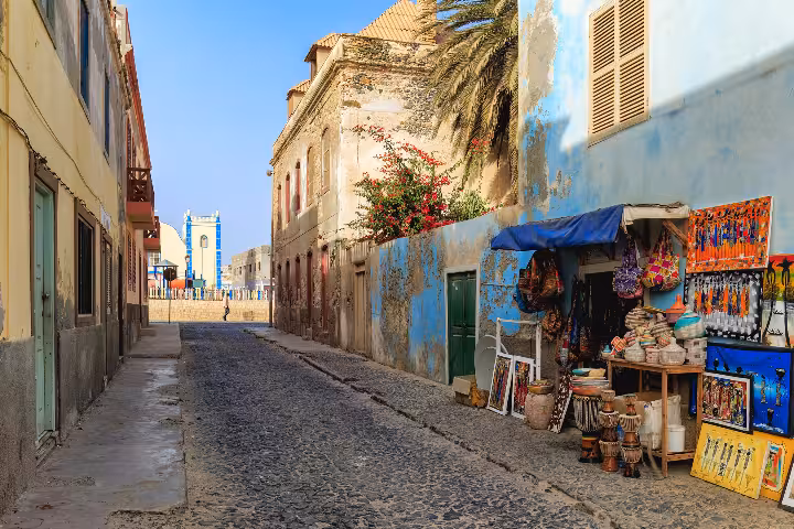 Street market in Sal Rei, Boa Vista near airport transfer route to Chaves, Cape Verde private ride