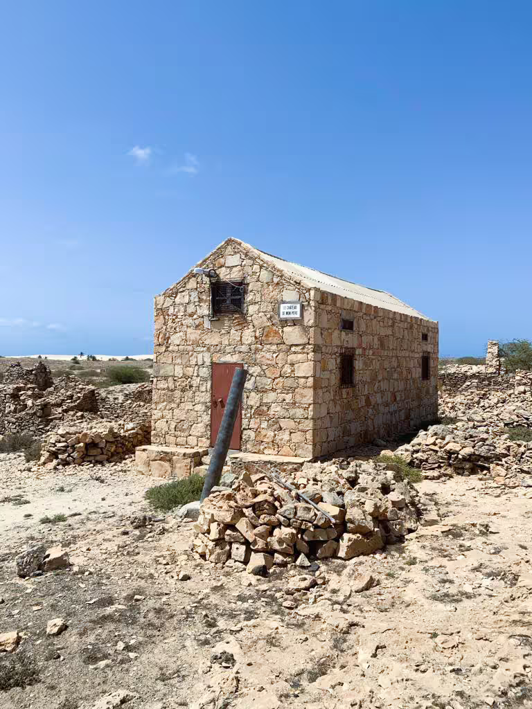 Old stone house near Viana Desert on Boa Vista island, Cape Verde, stop on full-day 4x4 tour