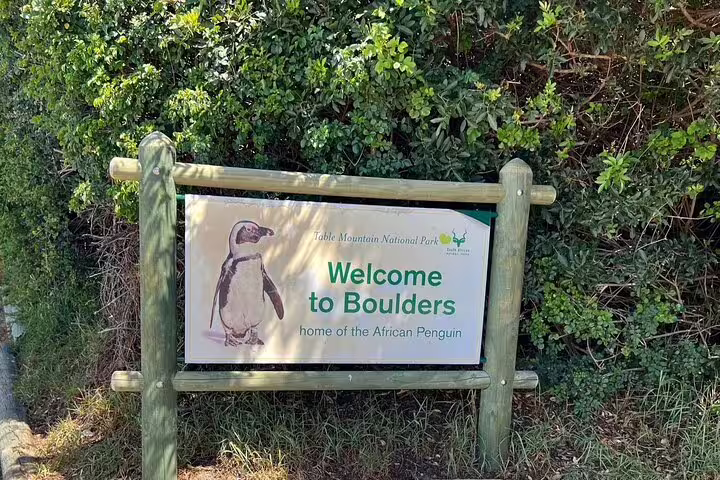 Entrance sign to Boulders Beach, home of the African Penguin, a highlight of the Cape Town day expedition.