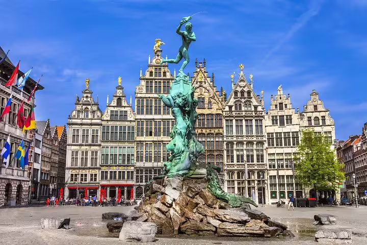 Brabo Fountain on Grote Markt Antwerp, key stop on a self-guided e-scavenger hunt city walking tour