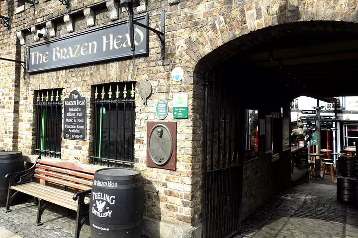 The Brazen Head, Ireland's oldest pub, historic stone exterior with arched entrance in Dublin's old town