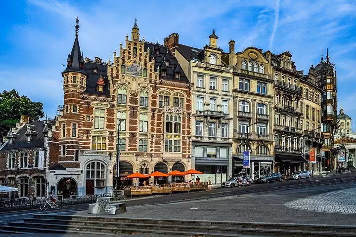 Historic Art Nouveau and Flemish-style buildings in central Brussels, featured on a private half-day tour