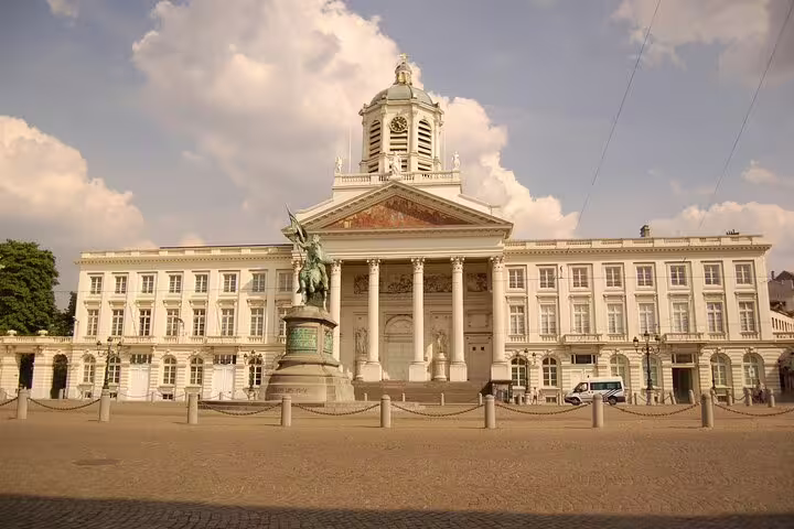 Neoclassical Saint Jacques-sur-Coudenberg church with equestrian statue at Royal Square Brussels