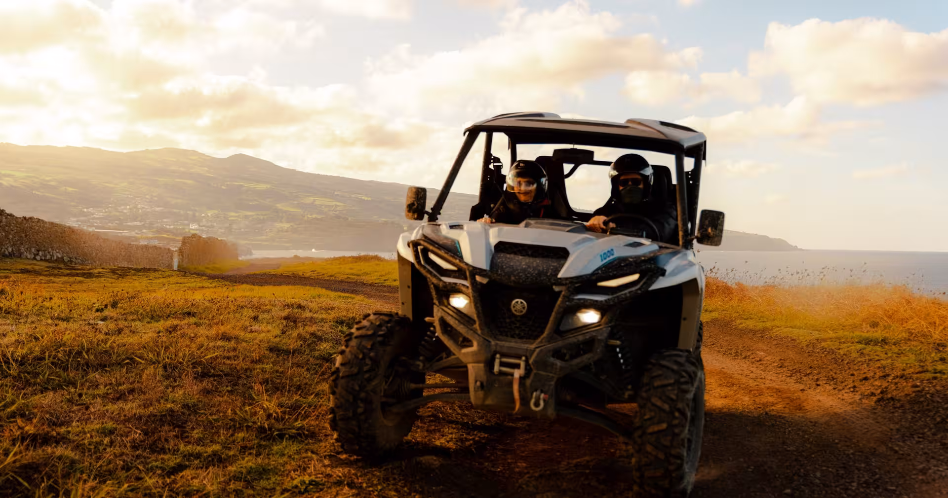 Off-road buggy at sunset on São Miguel coast, Half-day Buggy Tour Seven Cities with ocean views