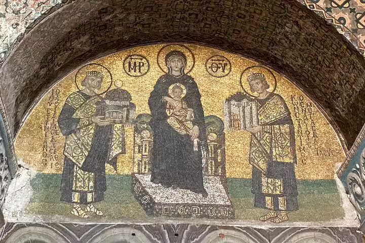 Byzantine mosaic of Virgin and Child in Hagia Sophia on private Istanbul full-day guided tour, skip the line