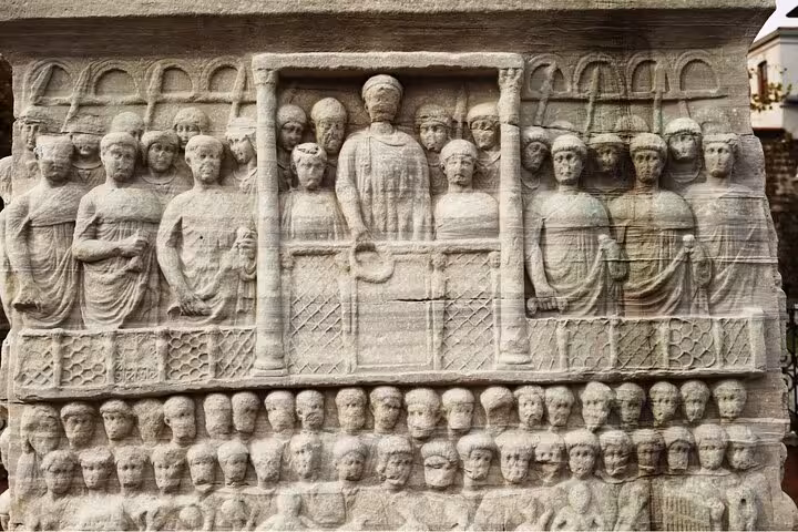 Close-up of Byzantine stone relief at Istanbul Archaeology Museums on a 2-day private guided highlights tour