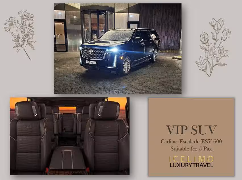 Cadillac Escalade ESV 600 luxury SUV exterior and premium leather interior for VIP private transfer