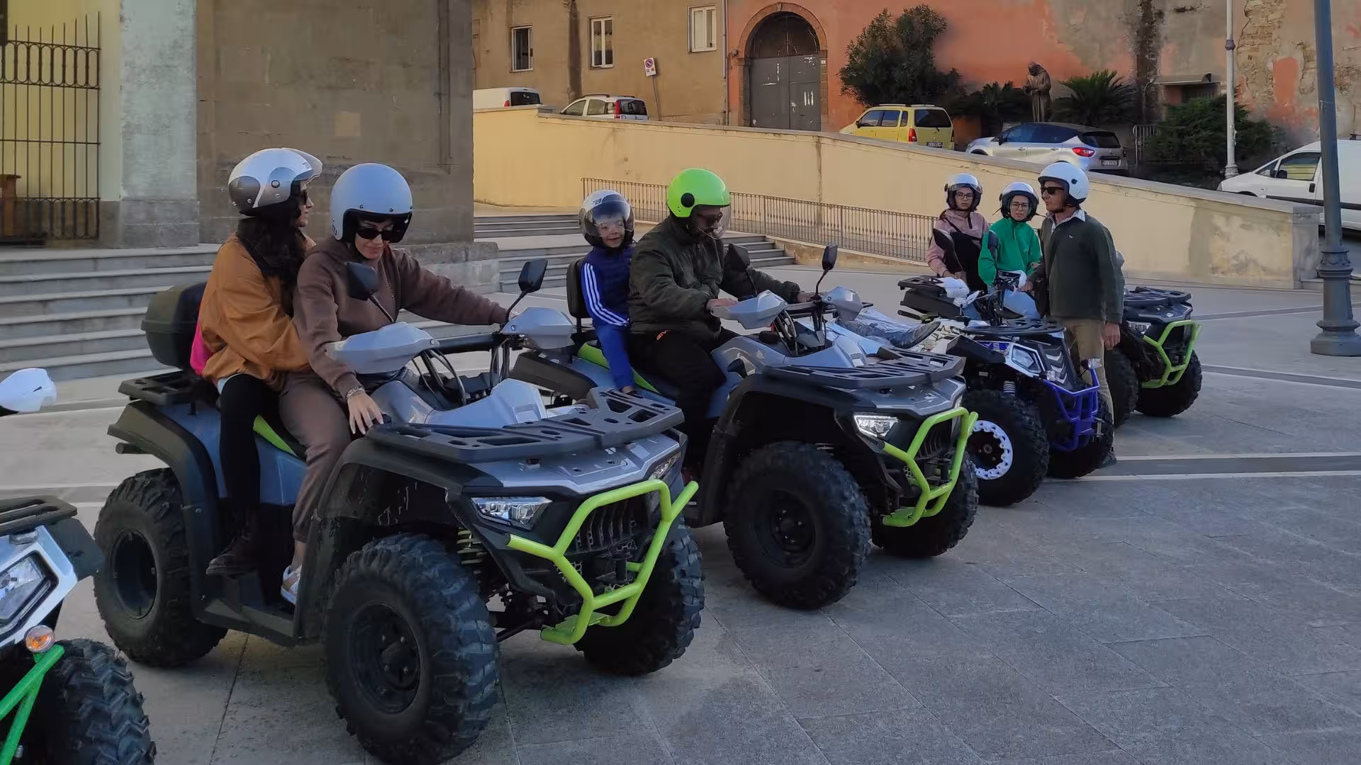 Participants ready for an exciting ATV adventure from Guasila, exploring the beauty of Cagliari.