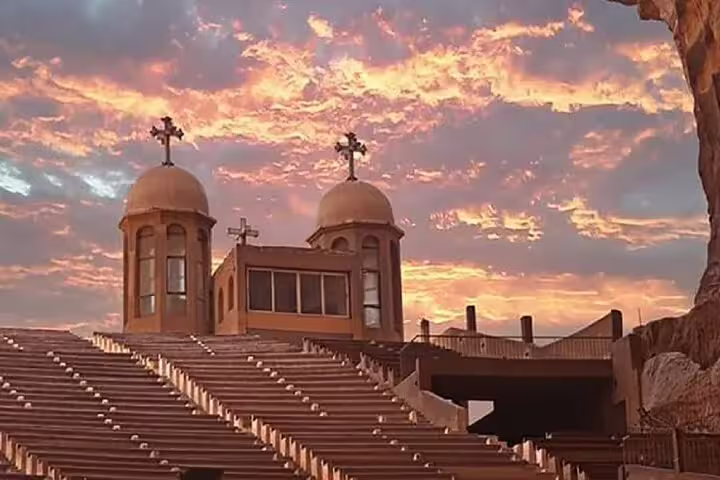 Sunset view of Cave Church at Mokattam Mountain on a Cairo 3-day highlights tour of Christian sites