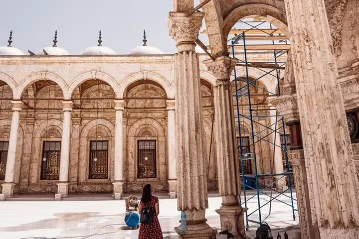 Historic courtyard colonnades at Cairo Citadel mosque, visited on a private 3-day Cairo and Alexandria tour