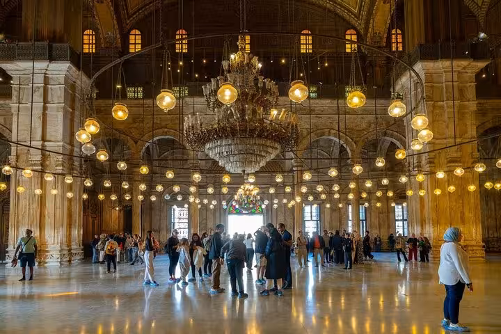 Grand hall of Cairo Citadel’s Mosque of Muhammad Ali, visited on a private guided Cairo day tour