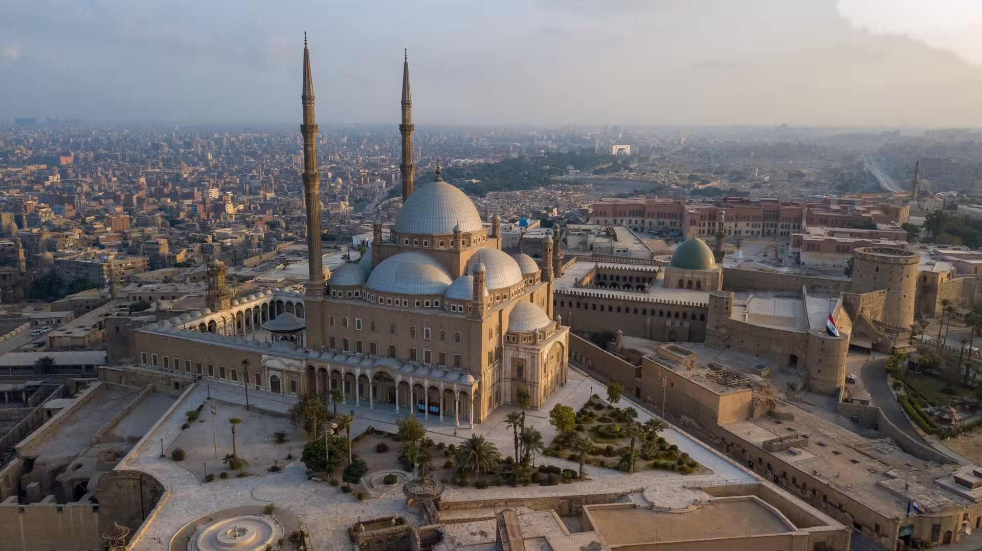 Aerial view of Cairo Citadel and Mosque of Muhammad Ali, a highlight of Egypt Golden Triangle 11-day tour
