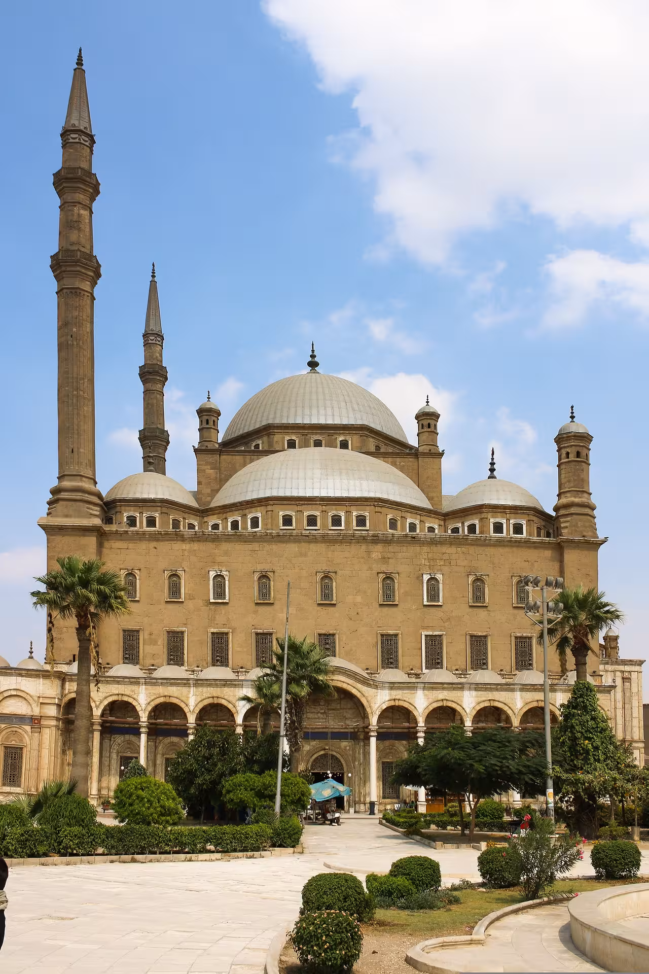 Mosque of Muhammad Ali with twin minarets and domes at Cairo Citadel, Egypt