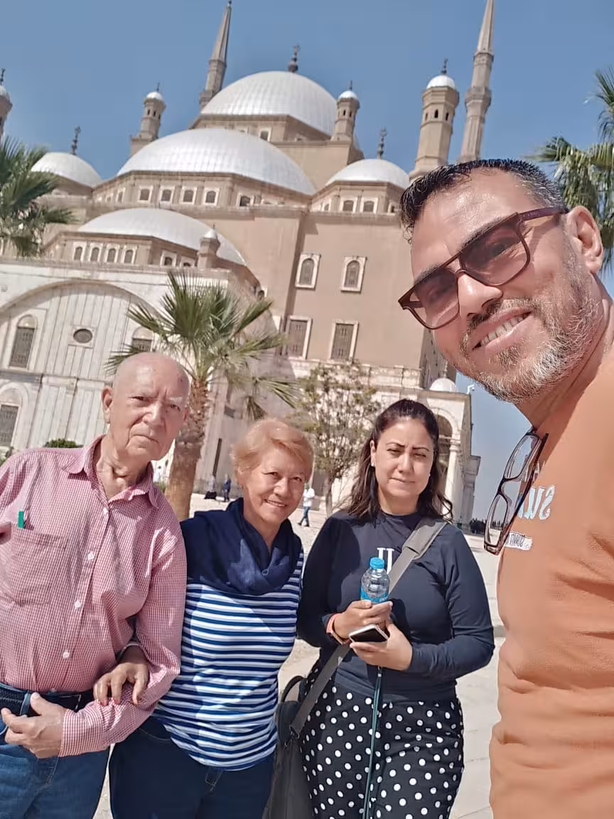 Group selfie at Mosque of Muhammad Ali inside Cairo Citadel of Saladin, a top stop on Cairo Citadel tours