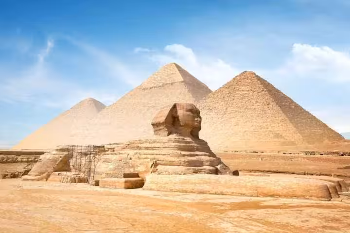 Great Sphinx and Giza Pyramids on Cairo day trip by flight from Marsa Alam, guided Egypt tour adventure