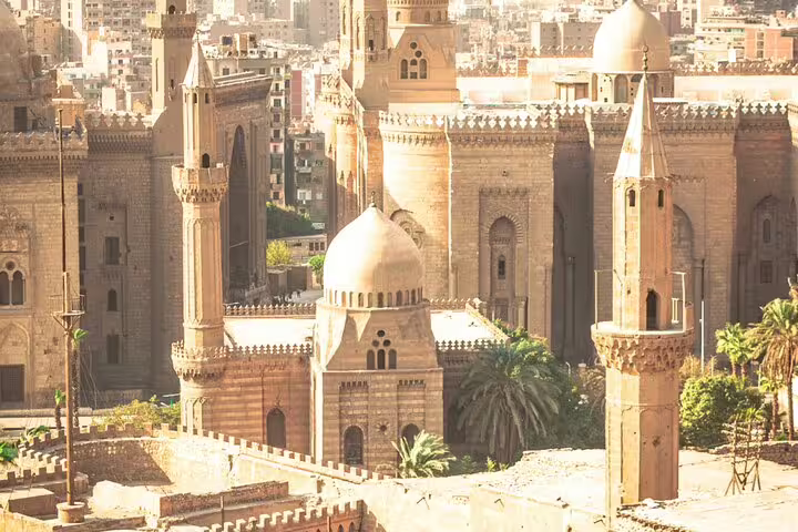 Panoramic view of historic Cairo mosques and minarets near the Citadel, part of the Citadel and Bazaar tour