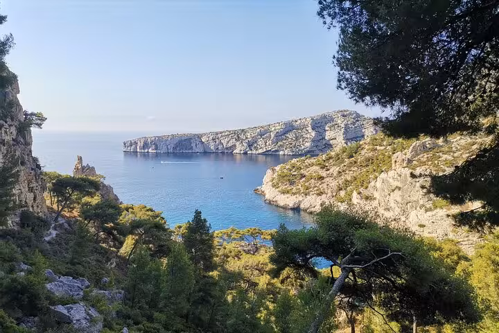 Panoramic Calanques National Park hike from Marseille with limestone cliffs and turquoise Mediterranean bay
