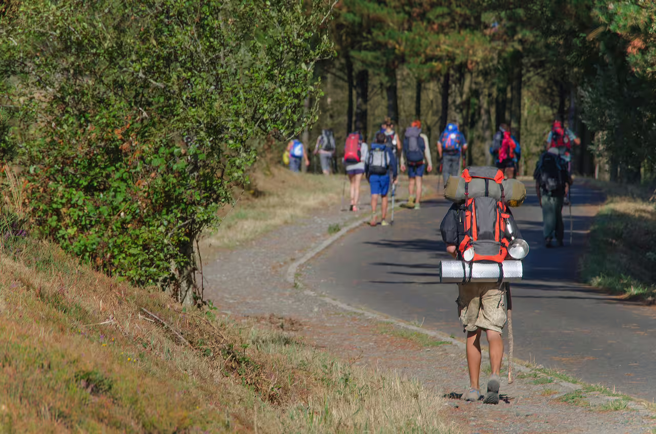 Camino de Santiago pilgrim with backpack
