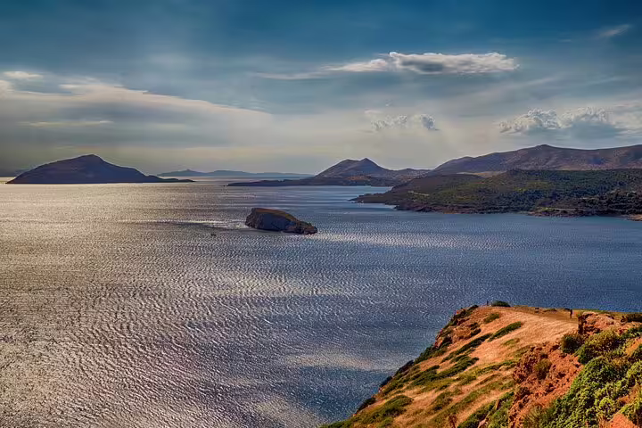 Aegean Sea panorama from Cape Sounion viewpoint on a Temple of Poseidon half-day small-group tour