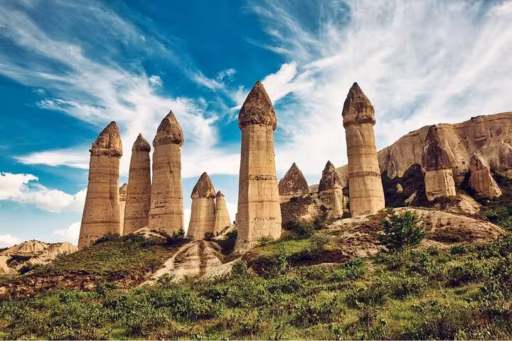 Cappadocia fairy chimneys rock formations in Turkey, scenic stop on 8 Day Touch of Mediterranean Tour
