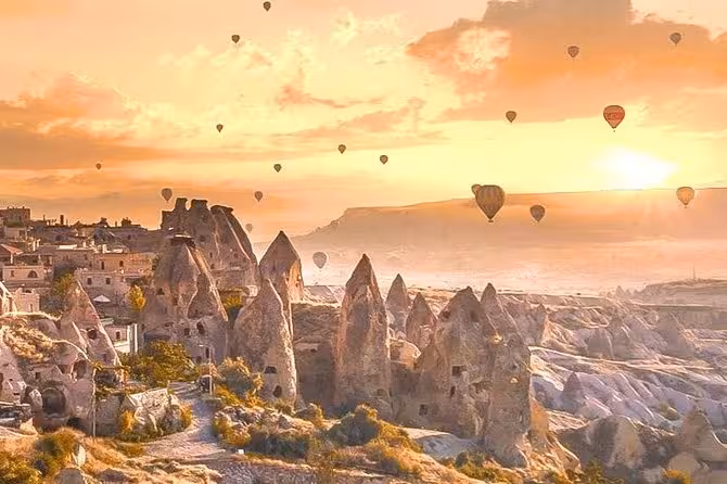 Cappadocia landscape at sunrise with fairy chimneys