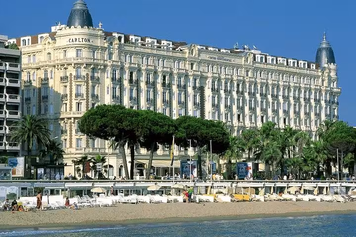 Carlton InterContinental Hotel facade on the Croisette beachfront in Cannes, French Riviera