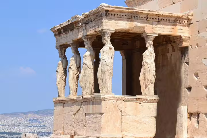 Caryatids porch at the Erechtheion on the Acropolis, highlight of a Best of Athens half-day private tour