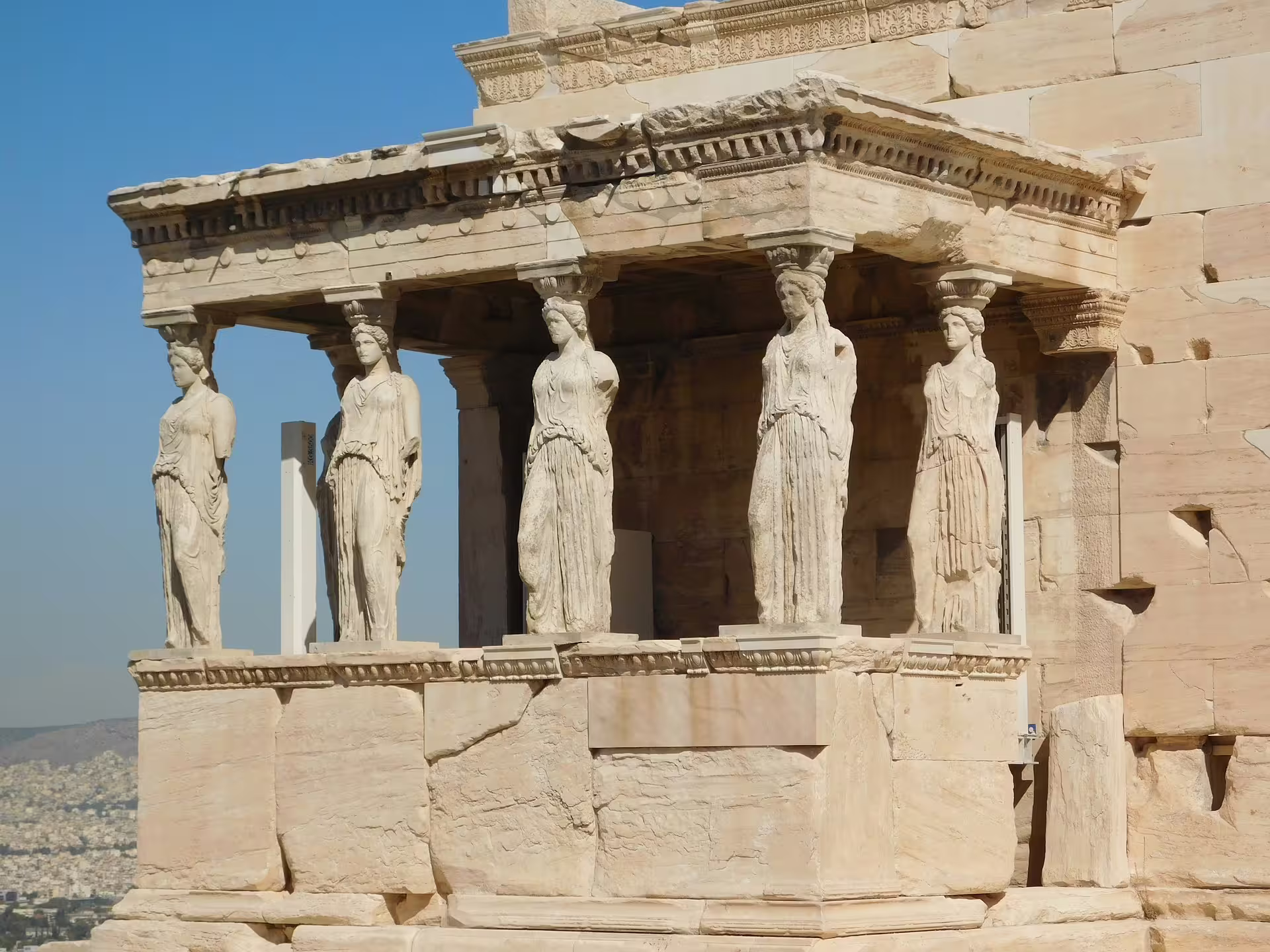 Caryatids of the Erechtheion on the Acropolis, highlight of a private Classical Athens sightseeing tour
