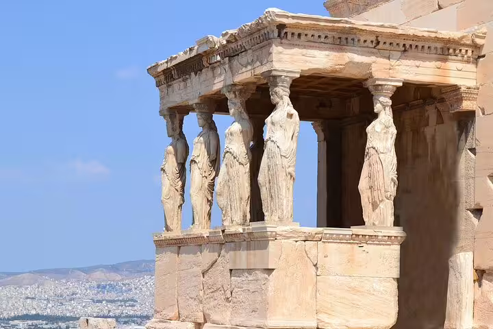 Caryatids Porch at the Erechtheion on Athens Acropolis, highlight of Best of Athens private day tour