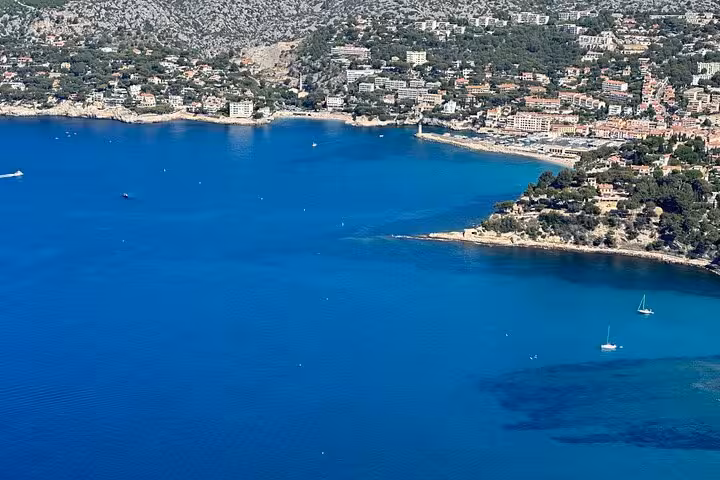 Aerial view of Cassis bay on the Mediterranean, a highlight of the Fullday Aix en Provence tour