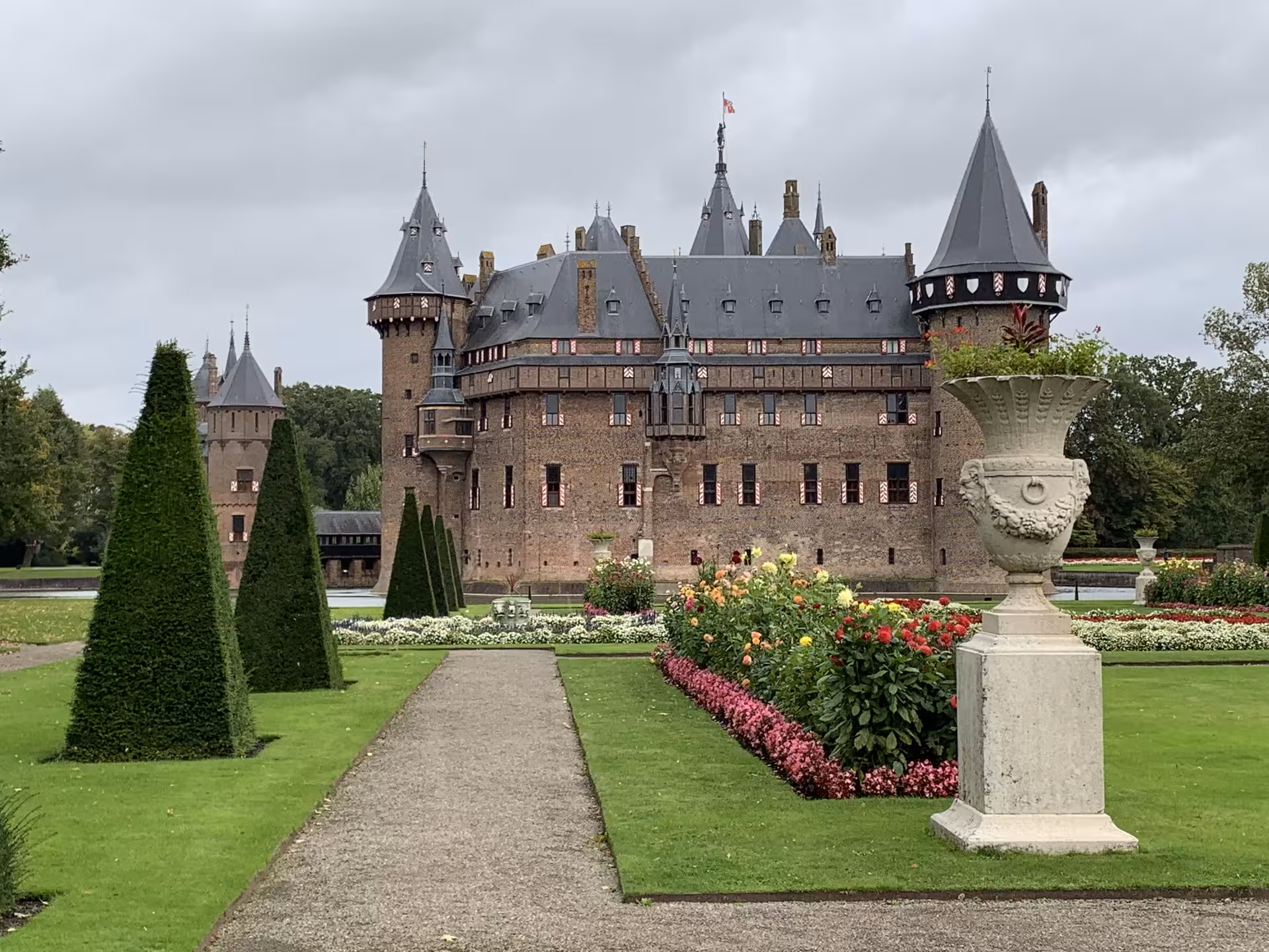 Castle De Haar gardens and turrets near Utrecht, scenic stop on private tour from The Hague or Leiden