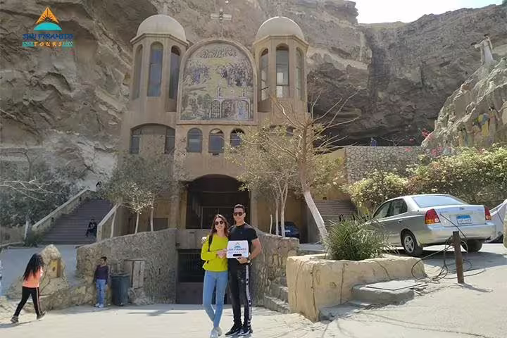 Visitors at the Cave Church in Mokattam, Cairo, a top stop on a 5-day Cairo short break sightseeing tour