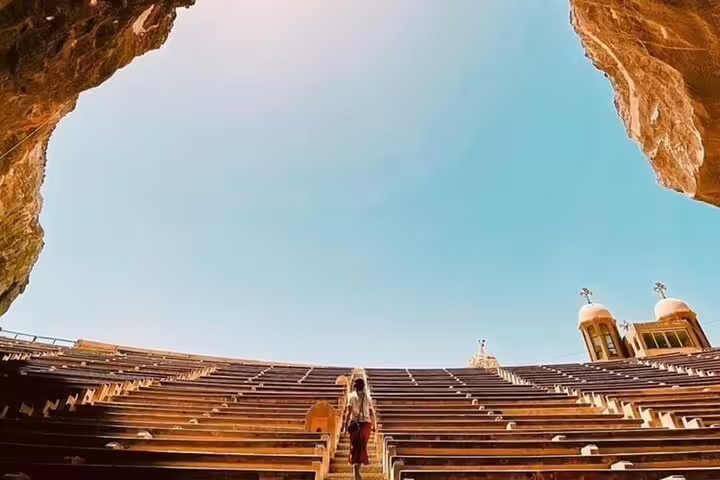 Cave Church of Saint Simon in Mokattam, Cairo on a 2-day private guided tour, amphitheater seating view