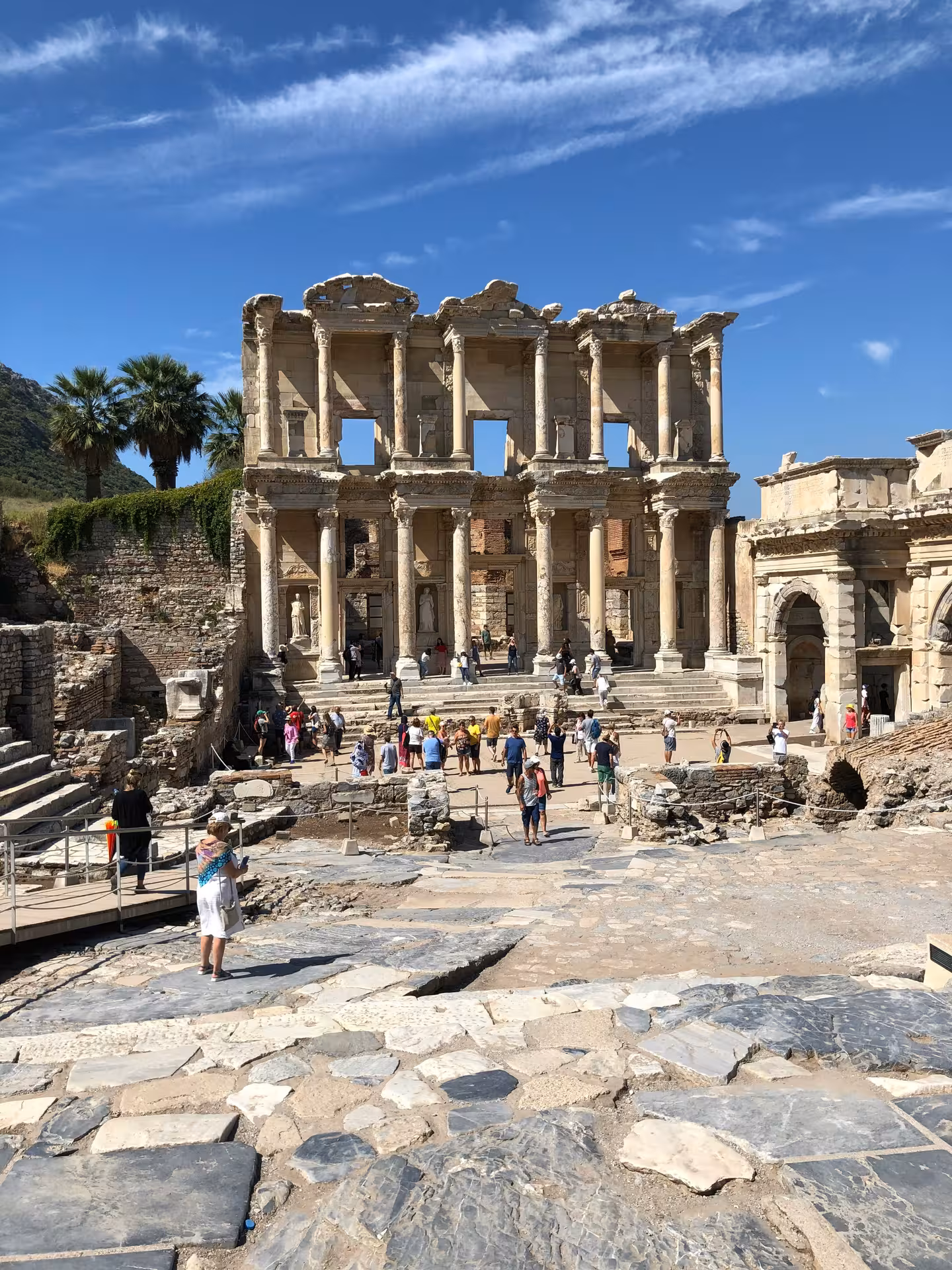 Celsus Library ruins in Ephesus, Izmir, on Highlights of Turkey tour with guided ancient city sightseeing